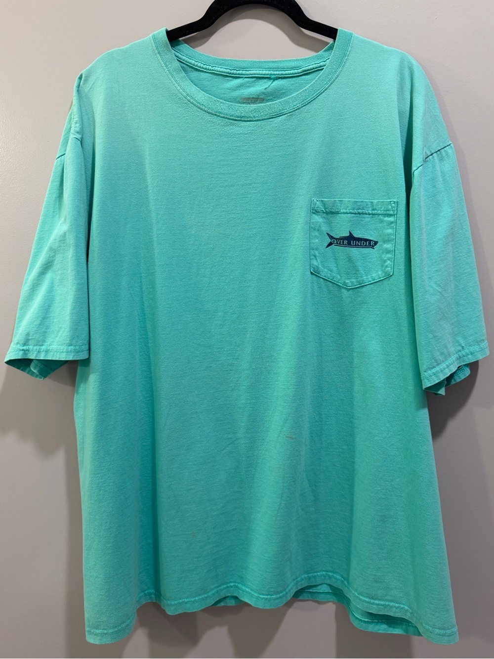 Over Under Short Sleeve Logo Pocket Tee Blue-Green Size XXL